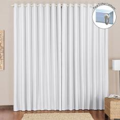Cortina Tecido Blackout 4,00M X 2,80M Gelo Para Trilho Comum Sala Quarto Blecaute Corta Luz