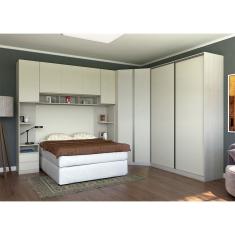 Guarda Roupa Canto 10 Gavetas E 9 Portas Crema Com Kashmir