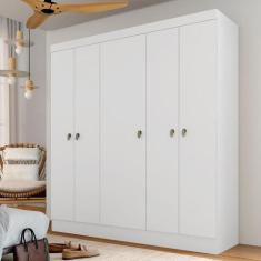 Guarda Roupa Solteiro Helena 5 Portas Branco - Móveis Arapongas - A Mó