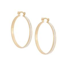 Brinco Rommanel Banhado Ouro Argola Média Fina Com Aplicação De Rhodiu