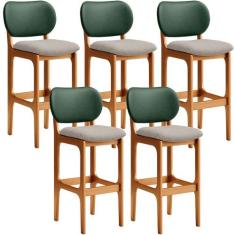 Kit 5 Banquetas Alta Bar Cozinha Sala Jantar Betta L02 Imbuia Facto Ve