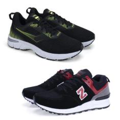 Kit 2 Pares Tênis Masculino Esportivo Cadarço Macio Fitness-Masculino