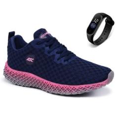 Tênis Feminino Esporte Asc Caminhada Academia Treino Leve Conforto + Relógio-Feminino