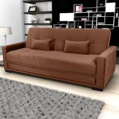 Sofá-Cama 3 Lugares Matrix Grazi Revestido em Veludo - 206cm de largura
