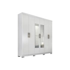Guarda Roupa Casal 6 Portas E 3 Gavetas C/ Espelho Clara Branco - Panan