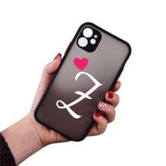 Letra inicial AZ Love Heart Couples Phone Case para iPhone 11 12 13 14 15 Pro Max Mini X XR XS 7 8 Plus Capa de silicone Fundas,10,Para iphone 15 ProMax