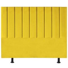 Cabeceira Estofada Cama Box Queen 160 Cm Sophia Carla Suede Cor:amarelo