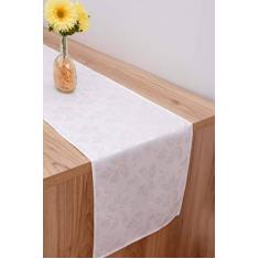 Caminho Trilho De Mesa Tecido Jacquard Branco 2,20x0,40