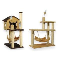 Casa Para Gatos Dois Andares Rede E Brinquedos  Plataforma 3 Andares P