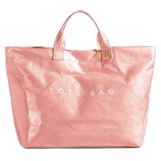 Sacolas de papel kraft com superfície de PVC para mulheres, bolsa de mão com alça superior, vintage, transparente, bolsa de mão, rosa, One Size