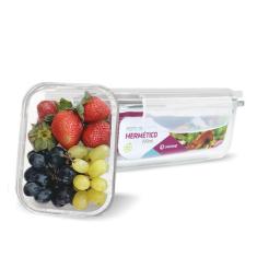Kit 2 Potes de Vidro Retangular com Tampa Hermética 370ml Branco - U4h