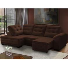 Sofá Canto Chaise Agatha Retrátil Reclinável 250x150 Cm Mola Bonnel Pi