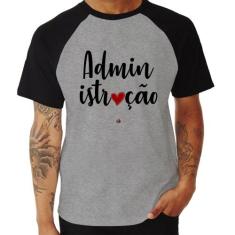 Camiseta Raglan Administração por amor - Foca na Moda, Cinza, Preto, G