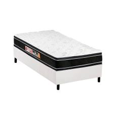 Cama Box Solteiro: Colchão Espuma Castor D33 Black e White Double Face + Base crc Courano White(88x188)
