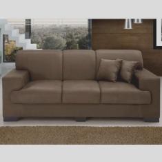 Sofá 3 Lugares Manuela Suede Liso Marrom - Império Estofados