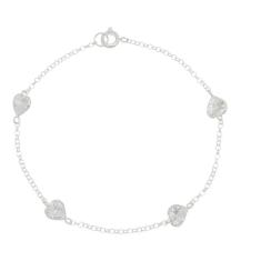Pulseira Feminina Pedra Zirconia Coração Prata 925