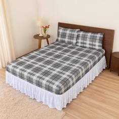 Jogo de cama lençol queen 3 peças percal algodão 200 fios estampado - 