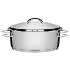 Caçarola Tramontina Solar Rasa 24 cm 4,7 L em Aço Inox Fundo Triplo com Tampa e Alças 62503240