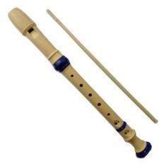 Flauta Doce Germânica Hertz C Doce Resina ABS Bege e Azul