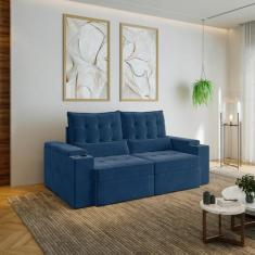 Sofá Retrátil Reclinável 3 Lugares 200cm Porta Copos e USB Embaúba Ext