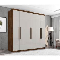 Guarda Roupa Casal Paris Seis Portas Malbec Off White