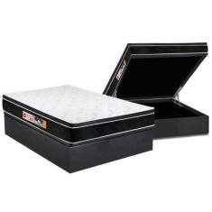 Cama Box Baú Casal: Colchão Espuma Castor D33 Black e White Air Euro P