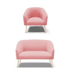 Kit 01 Namoradeira 02Lug E 01 Poltrona Stella Rosê Natural