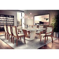 Sala de Jantar Rubi com 8 cadeiras P�rola Madeira Vidro Mobillare