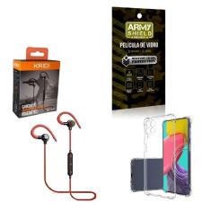 Kit Capinha Samsug M53 Fone Bluetooth E Película De Vidro 3D