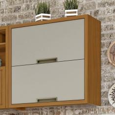 Armário Aéreo 2 Portas Basculantes Imperatriz Nesher Móveis Freijó/Off White