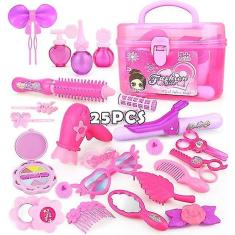 25 Dress-up Brinquedos de Maquiagem Infantil Rosa Princesa Cabeleireiro
