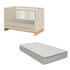 Berço Americano 2 em 1 Mini Cama e Colchão Cubo Areia/Platano