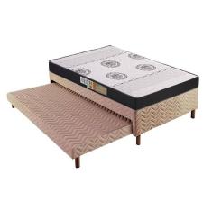 Cama Box c/Auxiliar Solteiro: Colchão Ortopédico Polar D28/EP Orthoface + Base CRC Rústico Bege(88x188)