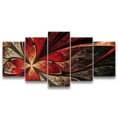 Quadro Decorativo 129x63 Sala Quarto Flor Vermelha Design - Mv Decor, 
