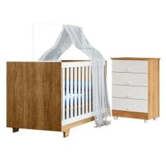 Quarto de Bebê com Berço Mini Cama 100% Mdf Life e Cômoda de Bebê 100%