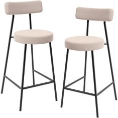 Kit 02 Banquetas Baixa Bar Cozinha Sala De Jantar Estrutura Em Aço Mil