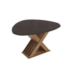 Mesa De Sala Jantar Graviola C/tampo Madeirado C/ Vidro 105x135cm Nogueira/preto Fosco/vidro Preto