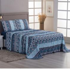 Jogo Lençol Cama Queen 4 peças 100% Algodão Malha Penteada - Malucassi