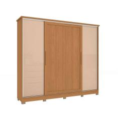 Guarda-Roupa Casal Hambers com Pés Flex 4 PT 4 GV Canela e Macadâmia