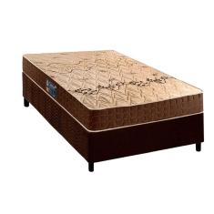 Conjunto Box Solteiro: Colchão Espuma D Angelis Anjos D28 Confort + Base CRC Suede Brown (88x188)