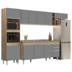 Armário de Cozinha Modulada 5 Peças CP18 Balcão com Pia Inox Castanho/Cinza - Lumil