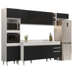 Armário de Cozinha Modulada 5 Peças CP17 Balcão com Tampo Branco/Preto - Lumil