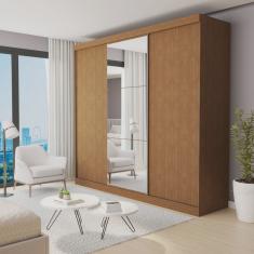 Guarda Roupa Casal Premium Barcelona 205,9cm com Espelho 3 Portas 4 Gavetas Minastex