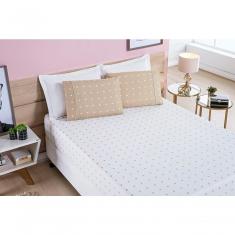 Jogo De Cama Lençol 200 Fios Petit Poá King 03 Peças - Caqui