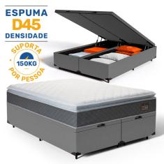 Cama Box Baú com Colchão de Espuma D45 Pillow Top Fort Comfort King 193cm