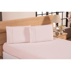 Jogo De Lençol King 03 Peças Ponto Palito Percal 100% Algodão 200 Fios