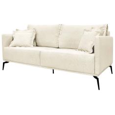 Sofa Sala De Estar Liv 2 Lugares Pes Aço Linho 232 Natural Ezz