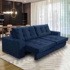 Sofá Retrátil e Reclinável 2 lugares 1,90m com Molas Marcela Suede Azul Adonai Estofados