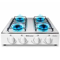 Fogão Cooktop De Mesa Portátil A Gás 4 Bocas Braslar, Branco