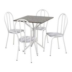 Conjunto de Mesa Thais com 4 Cadeiras Branca Linho